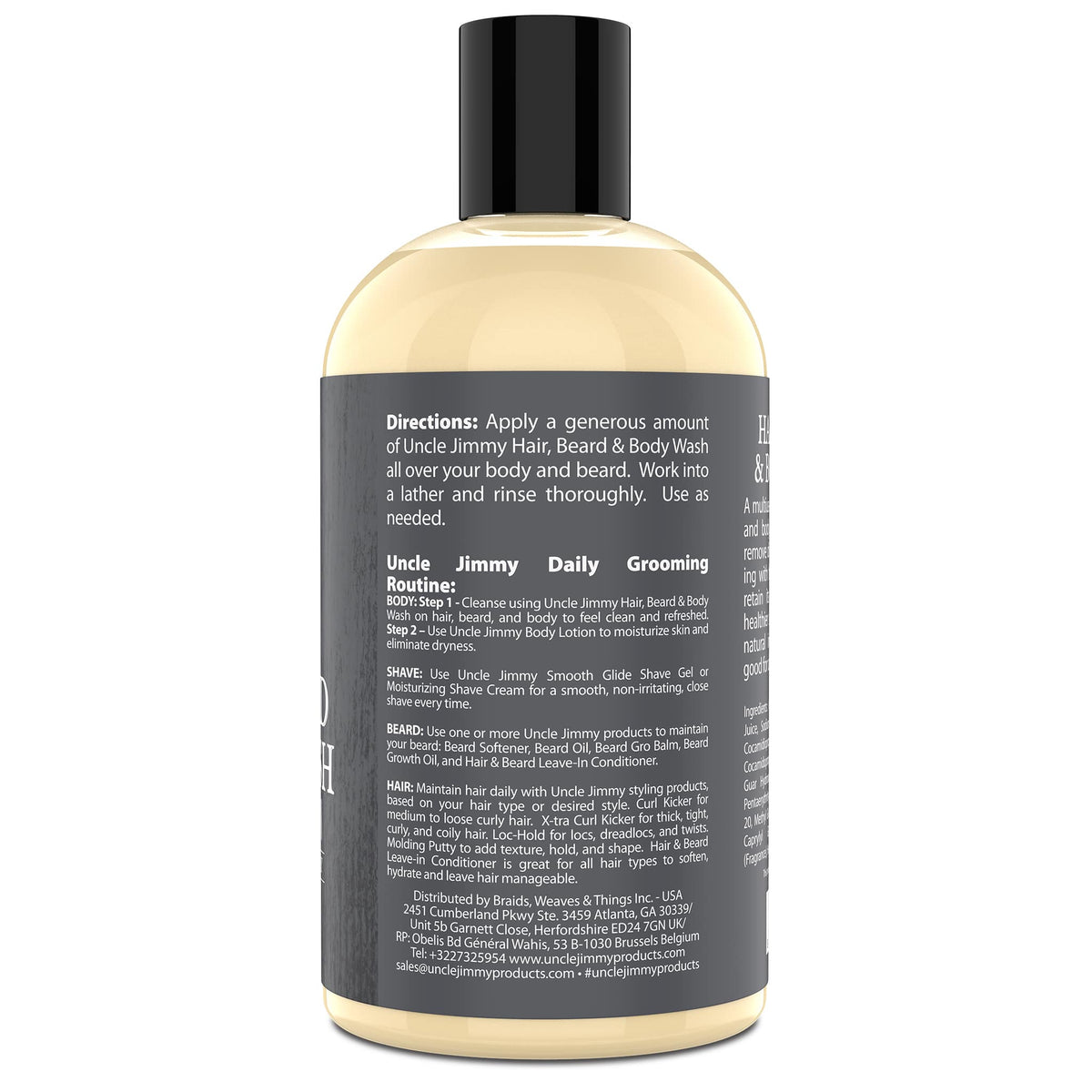 Hair, Beard & Body Wash 12oz Uncle Jimmy Products