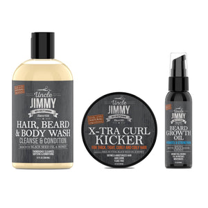 Uncle Jimmy X-Tra Curl Hair Kit Regimen for Thick & Kinky Beards