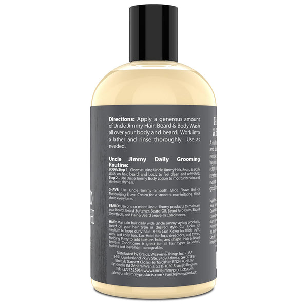 Uncle Jimmy Products Hair, Beard & Body Wash 12oz